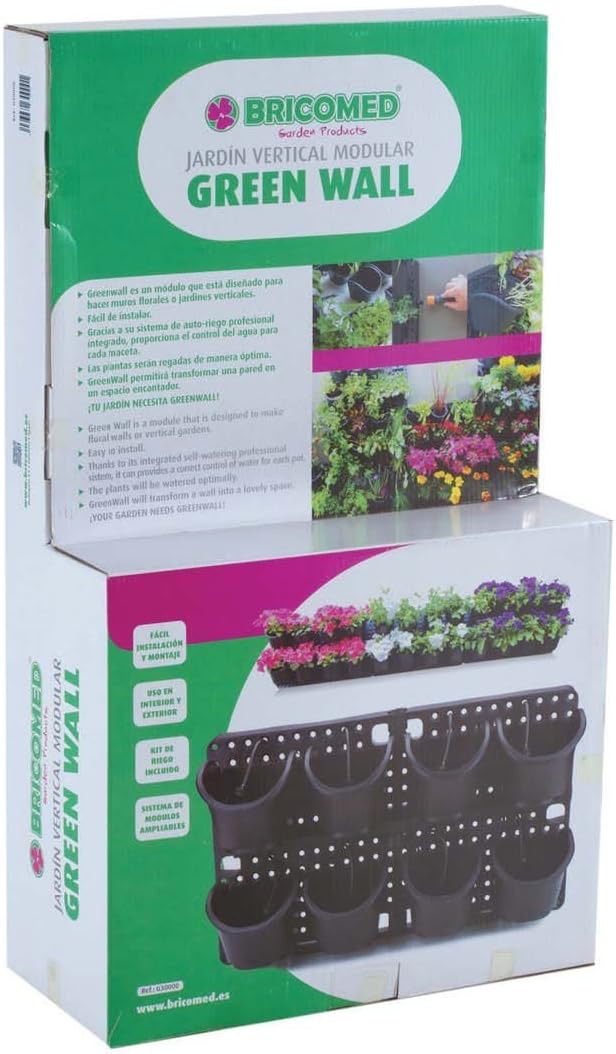 Bricomed Green Wall Jardín Vertical Modular, Verde Agua, 60x30x20 ...