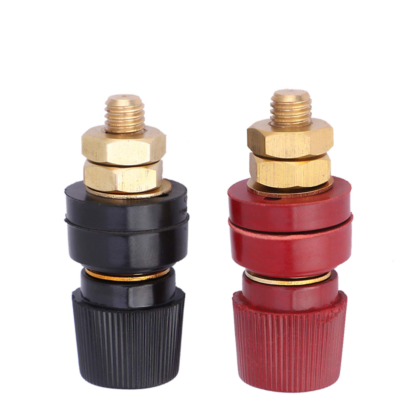 Hyuduo Brass Pillar Terminal Block M8 Threaded Binding Post 555 Type Electrical Terminal Block for Wiring, 200A 0-380V, 2pcs