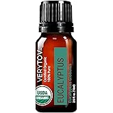Premium USDA Organic Eucalyptus Essential Oil - 100% Pure Natural Undiluted, for Aromatherapy Diffuser, 10ml