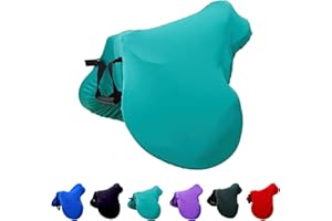 Majestic Ally English Saddle Cover with Adjustable Handle, 4-Way Stretch Spandex/Elastane Fabric, Multiple Colors (Turquoise)