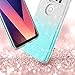 Rosebono for LG V30 Case, LG V30 Plus Case, Cute Fashion Slim Luxury Shinning Sparkle Bling Classy Glitter Sparkle Girl Girly Women Protective Shockproof Case Cover for LG V30 (Silver/Teal)