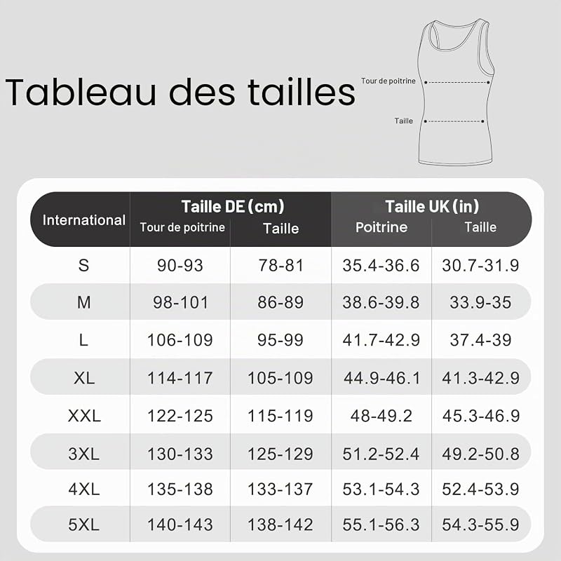 Débardeur Homme Lot de 5 Maillot de Corps 100% Coton Toutes Les Tailles et Les Couleurs Noir Bleu Gris S