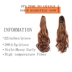 22 Inch Long Wavy Hair Ponytail Synthetic Wrap On