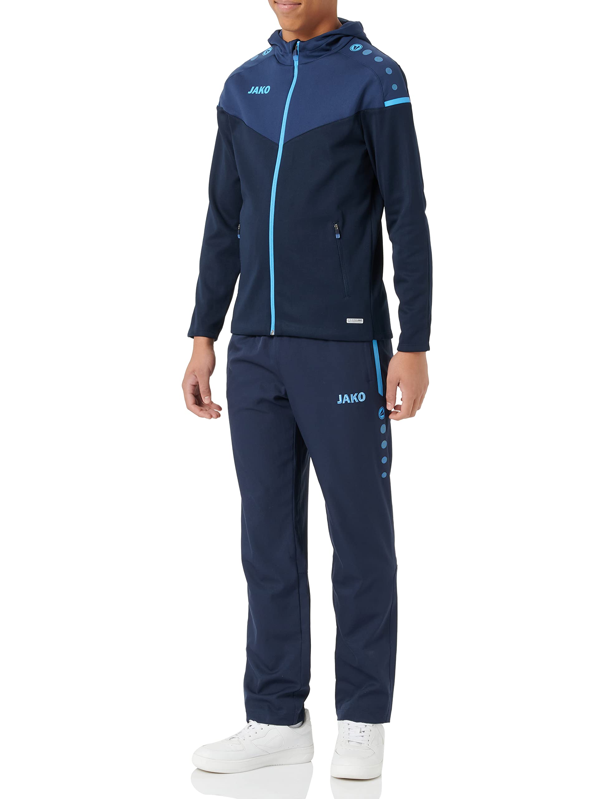 JAKO Men's Champ 2.0 Tracksuit with Hood, Navy/Dark Blue/Skyblue, S, M9620 — image 1