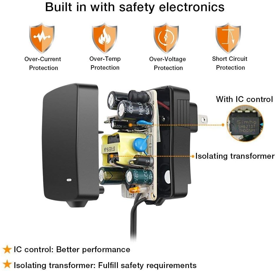 Universal AC Adapter, ZOZO 12W 3V 4.5V 5V 6V 7.5V 9V 12V Regulated Multi Voltage Switching Replacement Power Supply for Household Electronics Routers Speakers CCTV Cameras Smart Phone USB: Camera & Photo