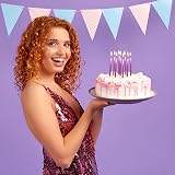 URAQT Birthday Candles 24 Pcs Metallic Tall Candles with Holders 5.1 in White view 7