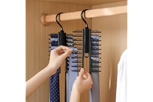 Multi-Function Tie Organizer 1PCS Metal Rotating Hanger Closet Storage Rack Belt Scarf Holder Black