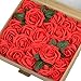 Vlovelife 25pcs Red Roses Artificial Flowers Real Looking Fake Roses w/Stem for DIY Wedding Bouquets Centerpieces Arrangements Birthday Baby Shower Home Party Decorations