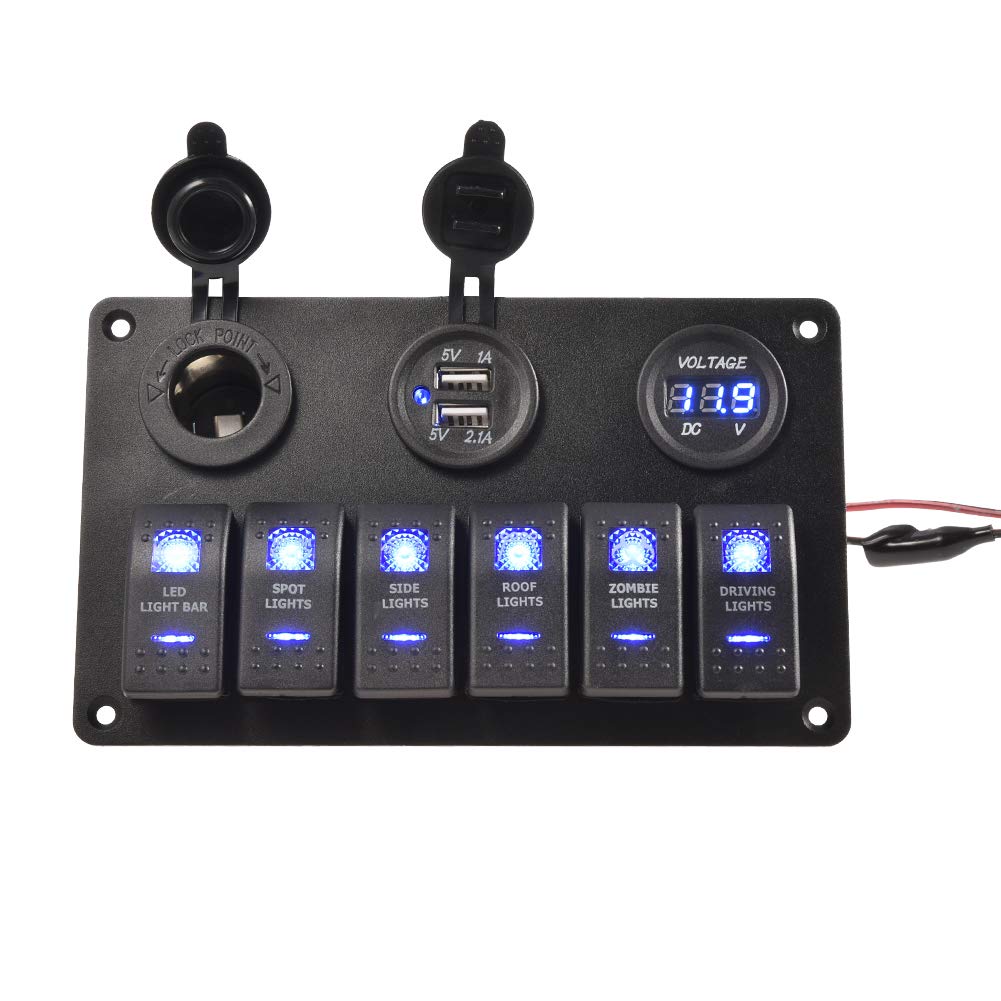贅沢 デュアルusbスロットソケット 3 1a ヒューズ付き ロッカースイッチパネル マリンボート 6ギャング 防水 Tohuu B07k2z5tld トラック用 車 Rv 車 シガーライターledライト デジタル電圧表示 電源ソケット 24v 12v エレキ Zuluweb Wildlands Nl