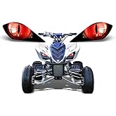 AMR Racing ATV Headlight Eye Graphics Decal Cover Compatible with Yamaha Raptor 700/250/350 - Eclipse Red