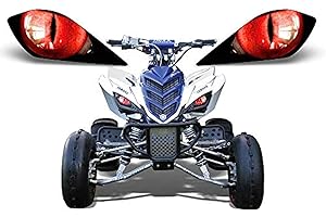 AMR Racing ATV Headlight Eye Graphics Decal Cover Compatible with Yamaha Raptor 700/250/350 - Eclipse Red