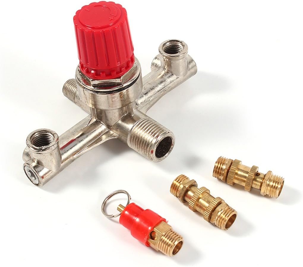 Piston Air Compressor Double Outlet Tube Alloy Switch Air Compressor Switch Valve Adjustment Part Pressure Regulator Valve Fit Part - Image 3