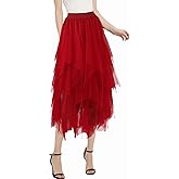 Soudittur Tulle Skirt for Women Girls Multi-Layered Skirt Mesh Midi Skirts for Daily Wear, Party, Halloween