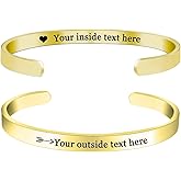 Amlion Personalized Bracelets for Women,Engraved Custom Bracelets Cuff Inspirational Personalized Gifts for Women Girls-Double Side Engraved
