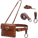 SUMGOGO Belt Pouch Waist Bag Fanny Pack Leather Casual Steampunk Crossbody Phone Bag Medieval Renaissance Cosplay Costume Accessory