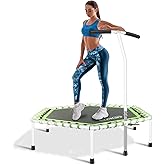 Newan 48'' Fitness Trampoline with Adjustable Handle Bar, Silent Trampoline Bungee Rebounder Jumping Cardio Trainer Workout for Adults - Max Limit 330 lbs