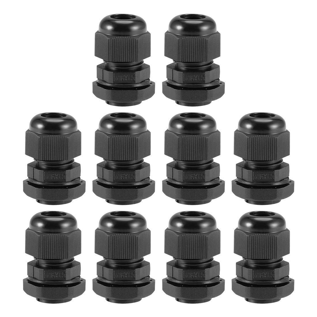 sourcing map M16x1.5 Cable Gland 4mm-8mm Wire Hole Waterproof Nylon Joint Adjustable Locknut with Washer Black 10pcs
