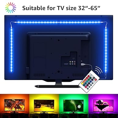 2M LED TV Hintergrundbeleuchtung, USB Lichtleiste Beleuchtung Fernseher mit Fernbedienung, RGB Farbwechsel, Dimmbar Strip für