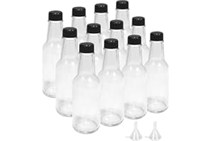 5 oz (150ml) Glass Hot Sauce Bottles with Airtight Caps & Heat Shrink Seals, 12 Pack Home Brewing Wine & Juice Bottles for Sp