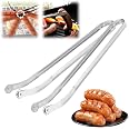 thumbnail image 2 of BBQ Sausage Turning Tongs With Wheels - Stainless Steel Grill Turning Tool 2 of 4