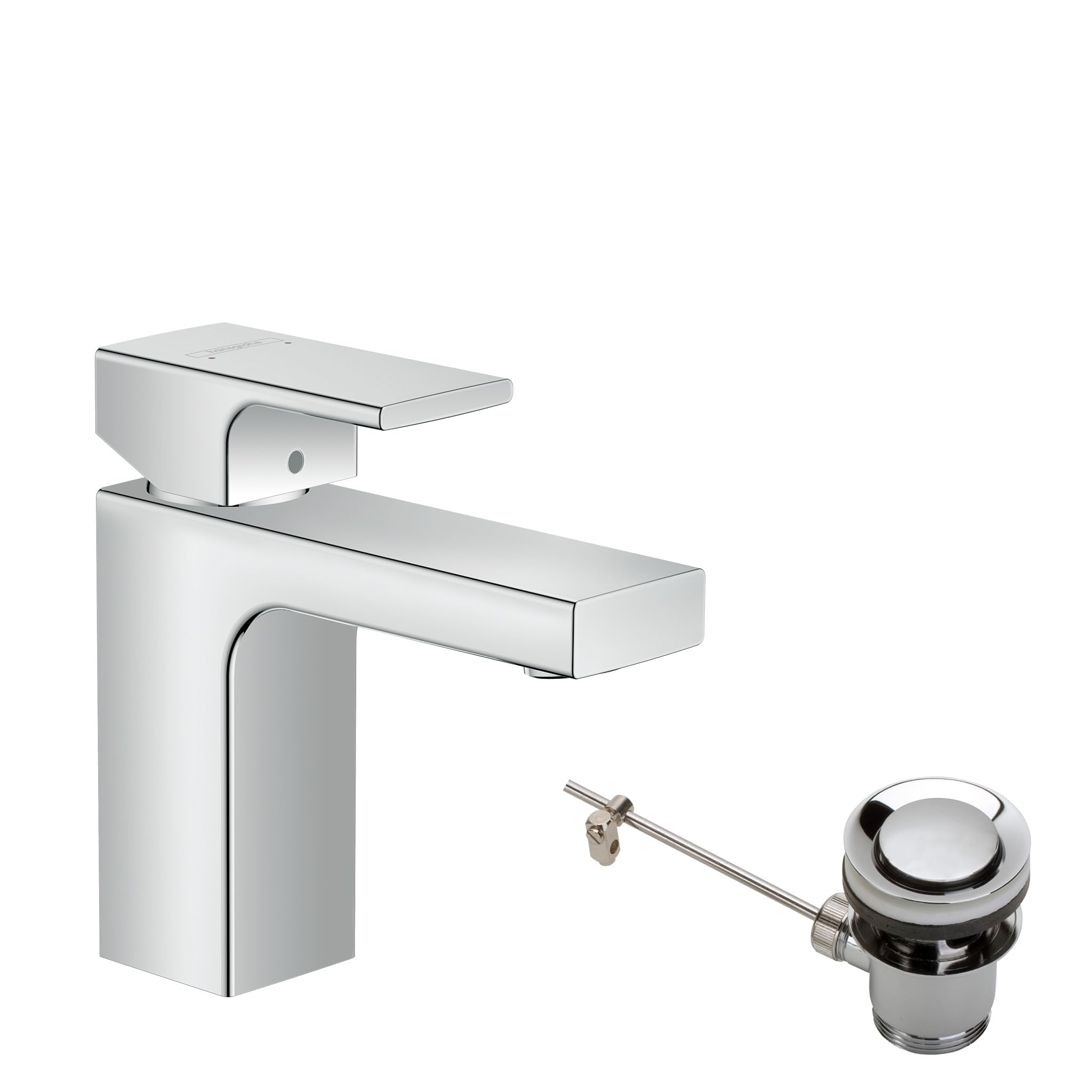 hansgrohe Vernis Shape Basin Mixer Tap 100 with metal pop-up waste set, chrome, 71568000