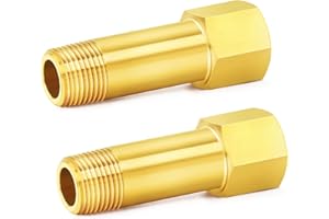 ChillWaves Brass Pipe Fitting, Long Nipple Pipe 1/4" NPT Male x 1/4" NPT Female Thread 2" Length(50MM)(2-PACK)
