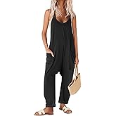 Ekouaer Womens Jumpsuit Sleeveless Casual Summer Overalls Jumpers Spaghetti Strap Baggy Long Pants Rompers with Pockets