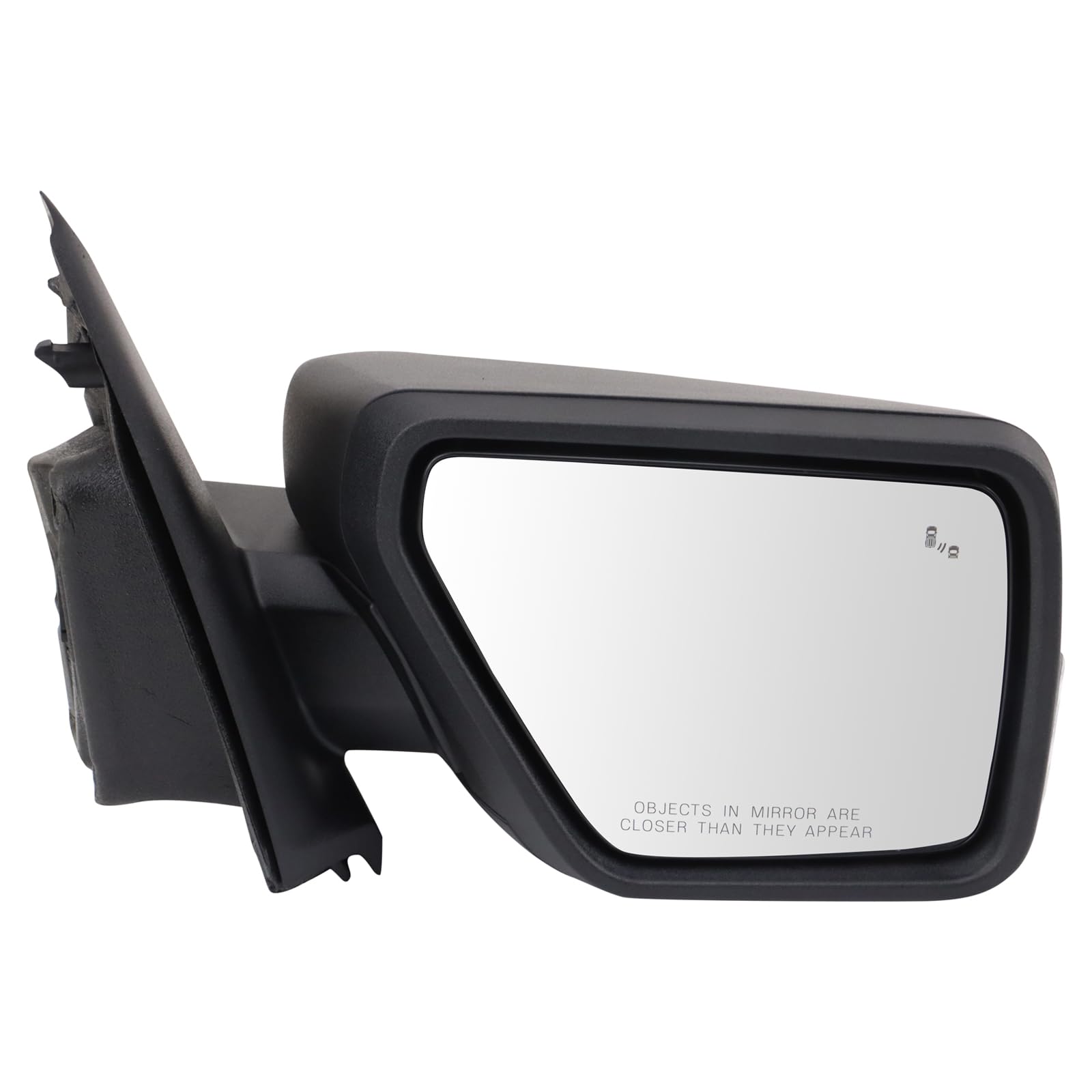 TRQ Passenger Side Power Mirror Chrome Trim Heated Blind Spot Textured Black Compatible with 2021-2023 Ford F-150 FO1321709 Image