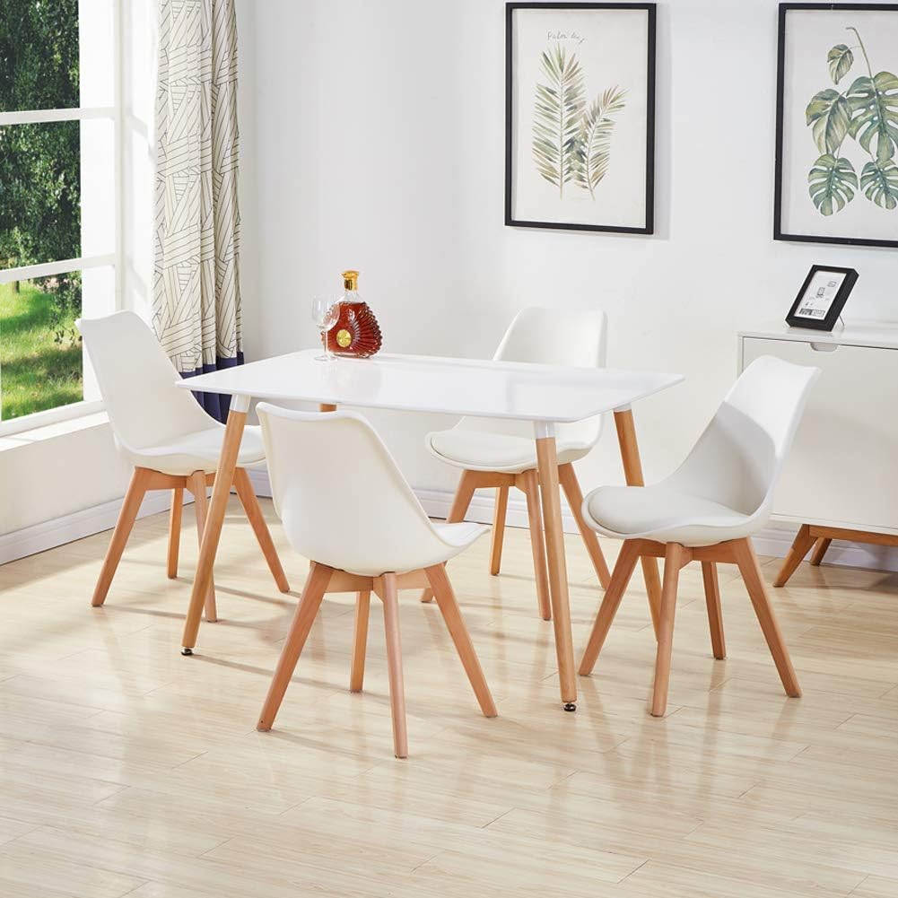 Goldfan Dining Chairs Set Of 4 Tulip Kitchen Chairs With Wood Legs For Dining Room Set Living Room Set Black Chairs Furniture Home Kitchen Cate Org