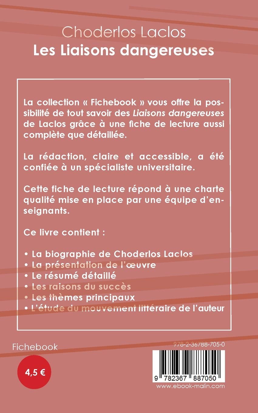 Amazon Fr Fiche De Lecture Les Liaisons Dangereuses De Laclos Analyse Litteraire De Reference Et Resume Complet De Laclos Livres