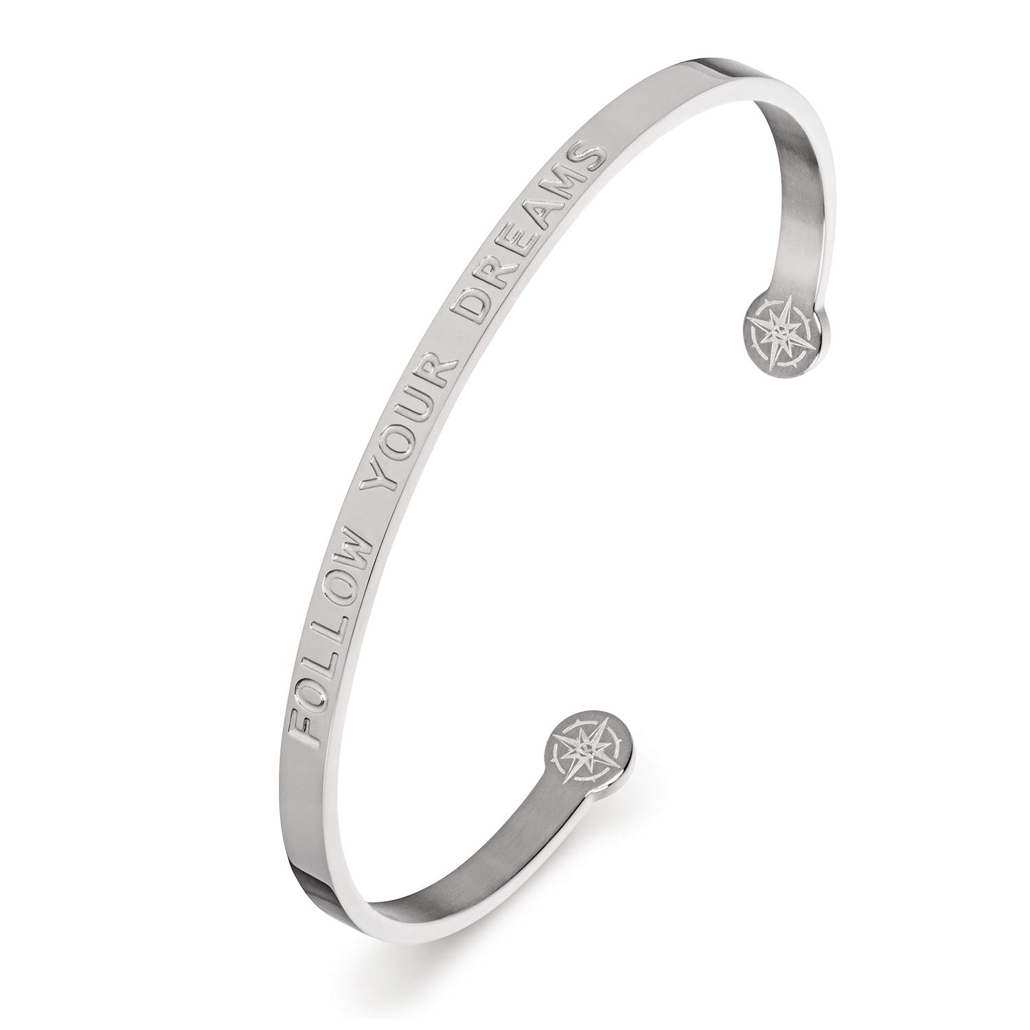 Kistanio Ladies Bangle with Engraved Saying - Forever Yours - Surgical Steel - Comes in a Velvet Pouch, 3 Colours Available, Rose Gold, Gold, Silver, silver, Modern