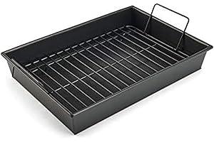 Chicago Metallic Pro Non-Stick Roast and Broil Baking Pan with Rack, 13-Inch-by-9-Inch, Dark Gray