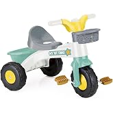 DOLU: My First Trike: White, Green, Yellow - Pedal Operated 3 Wheeled Bike, 2 Baskets, Indoor &amp; Outdoor Tricycle, Ride-On Toy, Kids Toddlers Ages 2+