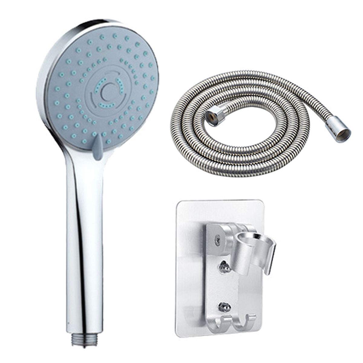 LINVINC Shower Head Kit with Hose and Showerhead Holder Bracket - Handheld Shower Universal Fitting with Adjustable 5 Sprays Modes Settings for Bathroom - Chrome, 3 Pieces Set