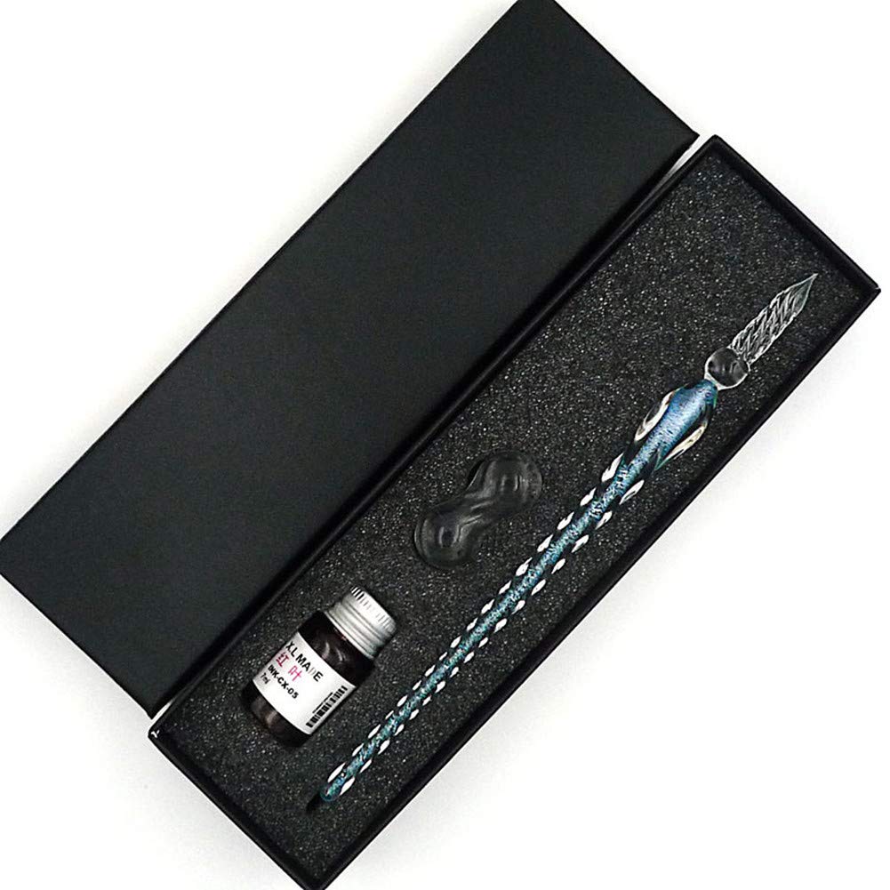 Mua ガラスペン 万年筆 サインペン 透明 文房具 インク セット ハンドクラフト 3点セット おしゃれ ギフト ボックス付き 青 Tren Amazon Nhật Chinh Hang 21 Fado