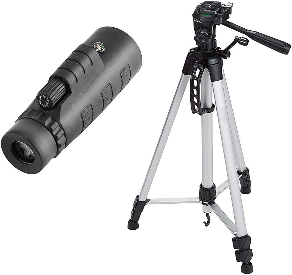 Mobimint Mobile Lens 40x60 hd Monocular Telescope with Portable and Foldable Camera - Tripod with Mobile Clip Holder Bracket, Stand with 3-Dimensional Head - 50 inch