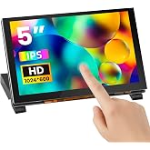 ELECROW 5 Inch Touchscreen Monitor for Raspberry Pi, 1024X600 Touch Screen | Display Monitor with Acrylic Stand Compatible with Raspberry Pi 5/4/3, Banana Pi, Jetson Nano, Plug and Play