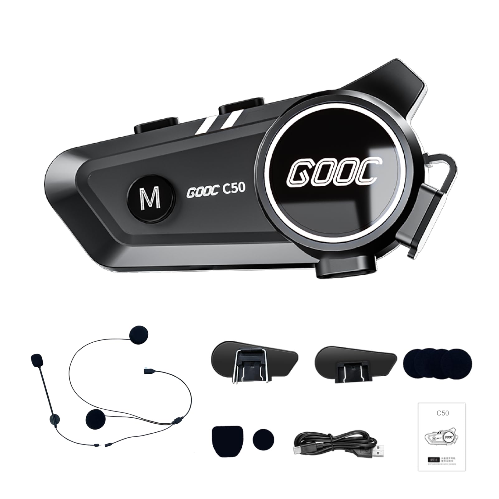 JJXCYH Motorcycle Helmet Speakers, Motorcycle helmet bluetooth Music Sharing Double Noise Cancellation Helmet Headphone Strong Bass/IP67 Waterproof Headphone Speakers Compatible All Helmets 1500mAh