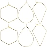 OIIKI 3 Pairs Gold Geometric Earring Hoops for Women, 18k Gold Plated Metal Beading Hooks, Hypoallergenic Wire Hoop Earring Supplies for DIY Jewelry