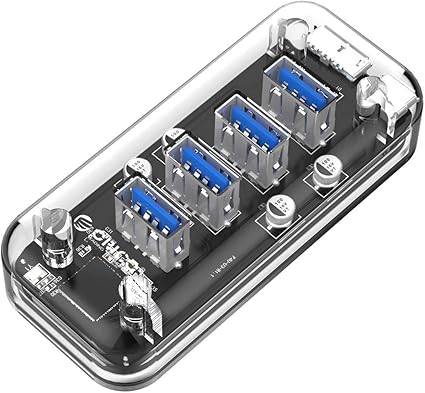 Amazon Com Orico Usb 3 0 Hub 4 Ports Usb3 0 Transparent Desktop