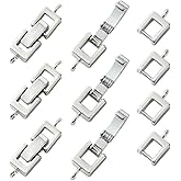 SUNNYCLUE 1 Box 10Pcs Foldover Bracelet Clasp Silver Fold Over Clasp Brass Metal Small Plated Folding Buckle Extender Fasten Repair Links for Bracelets Necklaces Jewelry Making Crafts Supplies Women