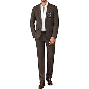 PJ PAUL JONES Mens Slim Fit Suit 2 Piece Casual Suit Set Blazer Pants Set | Two Button Suits, Texture Fabric, Machine Wash, S
