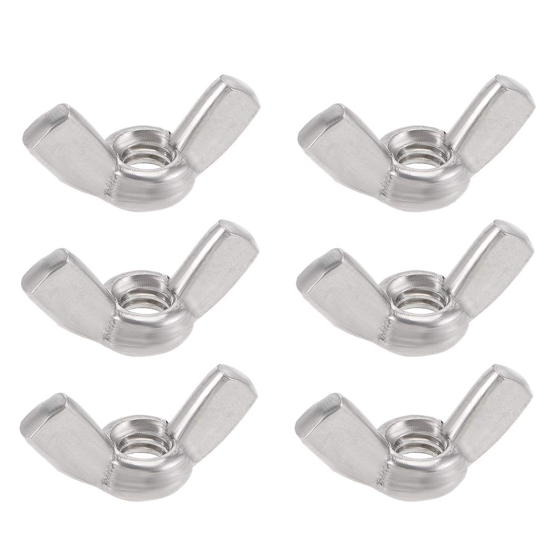sourcing map #1/4"-20 Wing Nuts 304 Stainless Steel Shutters Butterfly Nut Hand Twist Tighten Fasteners Parts 6pcs