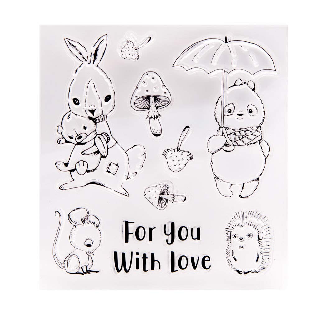 Arrietty Rabbit Bunny Mouse Hedgehog Mushroom with Love Clear Stamps for Card Making Decoration and DIY Scrapbooking Tools Rubber Stamps