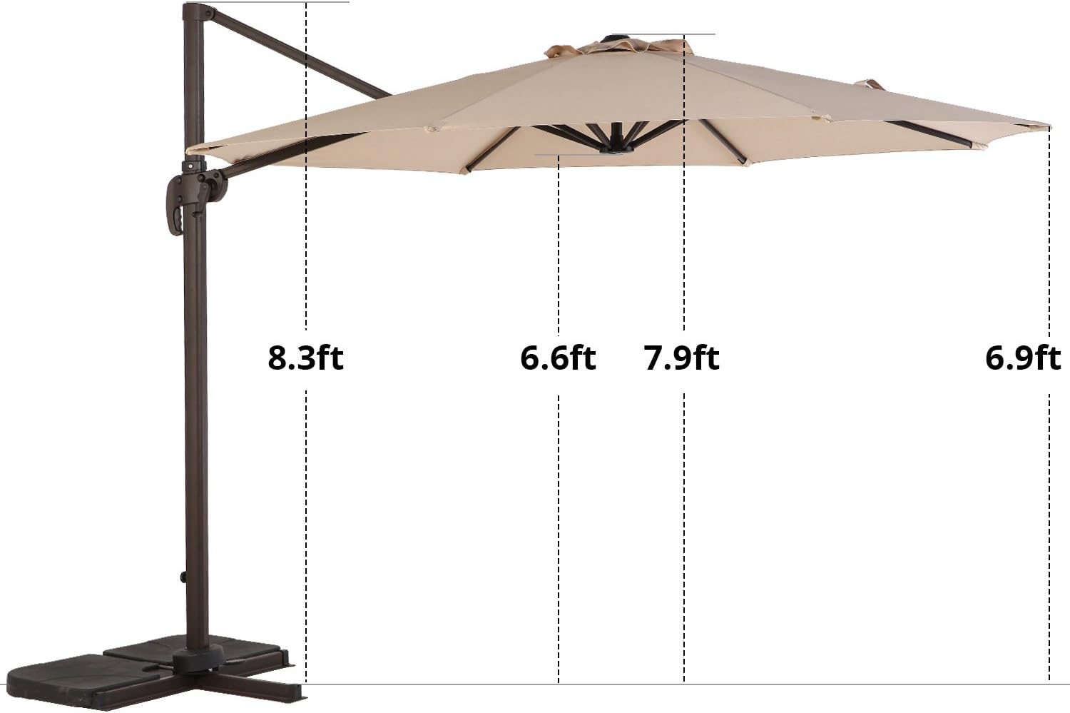 Lch 10 Ft Offset Cantilever Patio Umbrella Hanging Outdoor Market Umbrella 8 Steels Ribs 100 Polyester Easy Open Beige Amazon Co Uk Garden Outdoors