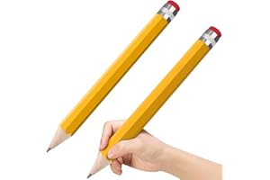 lyforx Wooden Jumbo Pencils 13.3'' Funny Giant Pencil For Party Favors Novelty Large Pencil For School Home Office Prop Supplies 2pcs Yellow