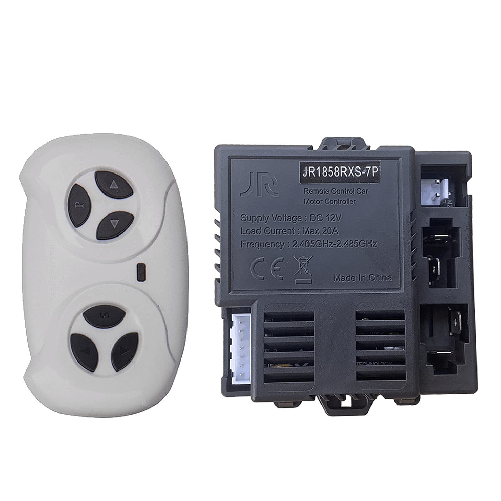 weelye 2.4G Bluetooth Remote Control and JR1858RXS-7P 12V Receiver Kit Kids Powered Ride On Car,Controller Control Box Accessories for Children Electric Ride On Car Replacement Parts