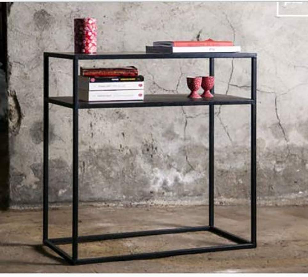 Homey Essense Metal & Wooden Console Table for Home (Brown & Black)