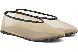 VOLEECE Rhinestone Mesh Ballet Flats Shoes for Women Crystal Round Toe Slip On Ballerina Flats Tulle Comfortable Casual Dress Shoes