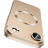 LEKEVO Magnetic for iPhone Air Case, Compatible with MagSafe, Built-in Camera Lens Protector, Slim Thin Soft Silicone Bumper Shockproof Metallic Luster Phone Case for iPhone 17 Air (Gold)